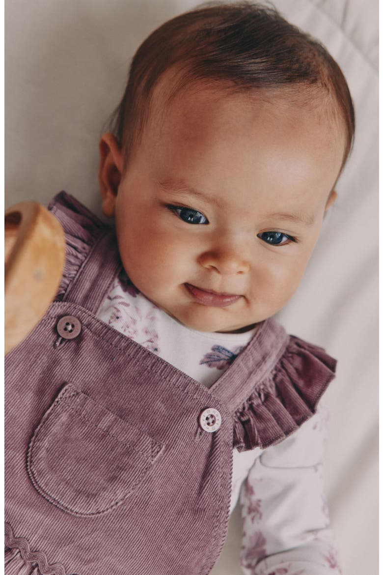 Corduroy Long Sleeve Bodysuit, Romper & Socks Set, Alternate, color, PINK