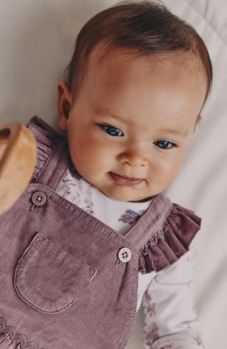 NEXT Corduroy Long Sleeve Bodysuit, Romper & Socks Set, Alternate, color, Pink