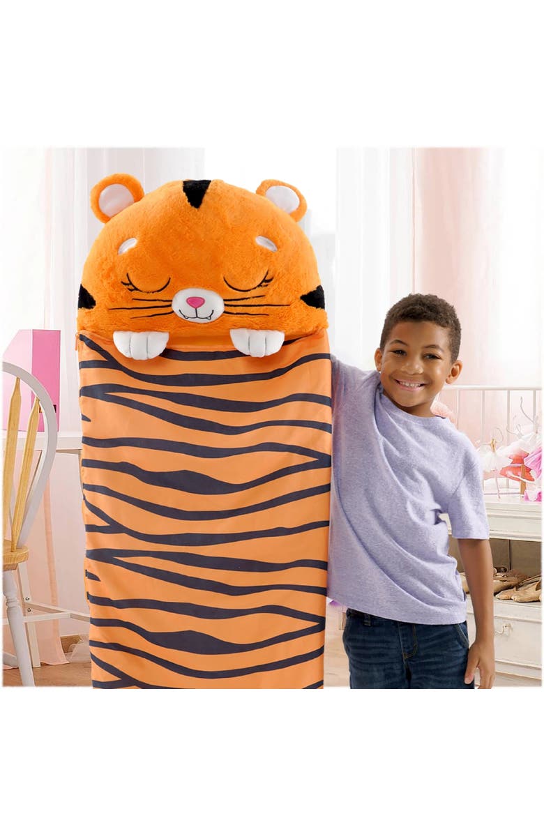 Happy Nappers Pillow & Sleepy Sack Large Tiger Tobi, 66 inch x 30 inch, Alternate, color, Orange
