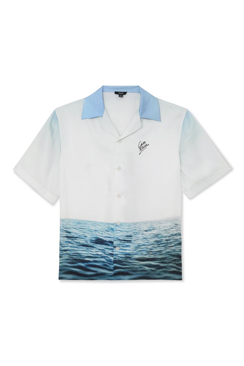 Dive Print Camp Shirt, Alternate, color, SOFT BLUE