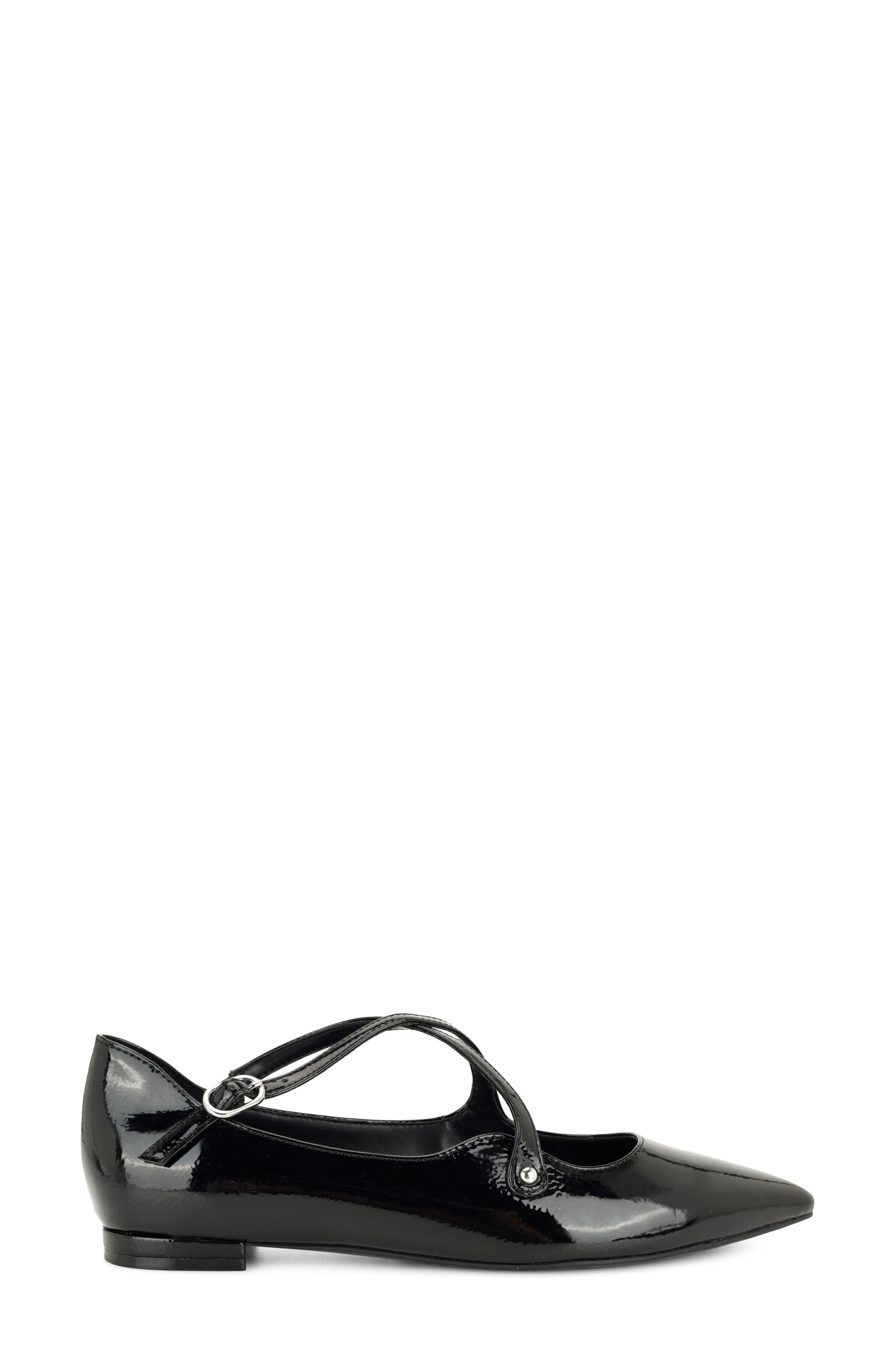 Jarry Pointed Toe Flat, Alternate, color, BLACK