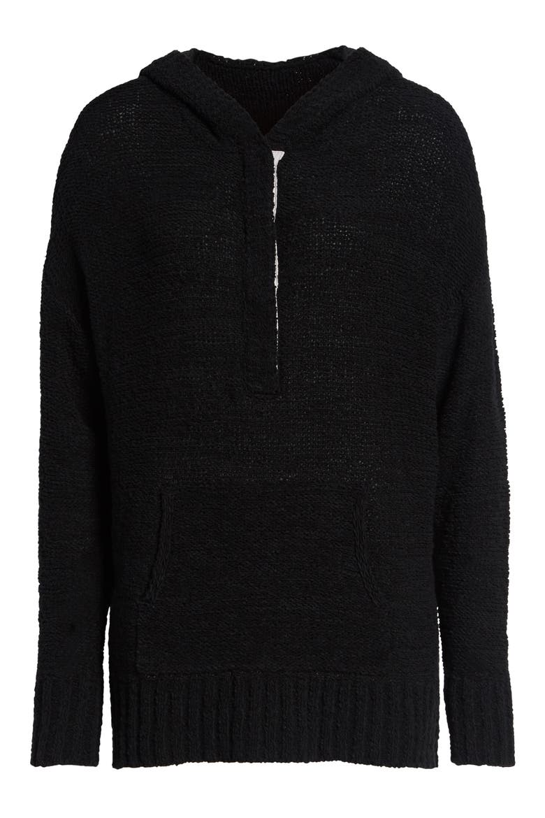 Beachy Hooded Knit Sweater, Alternate, color, BLACK
