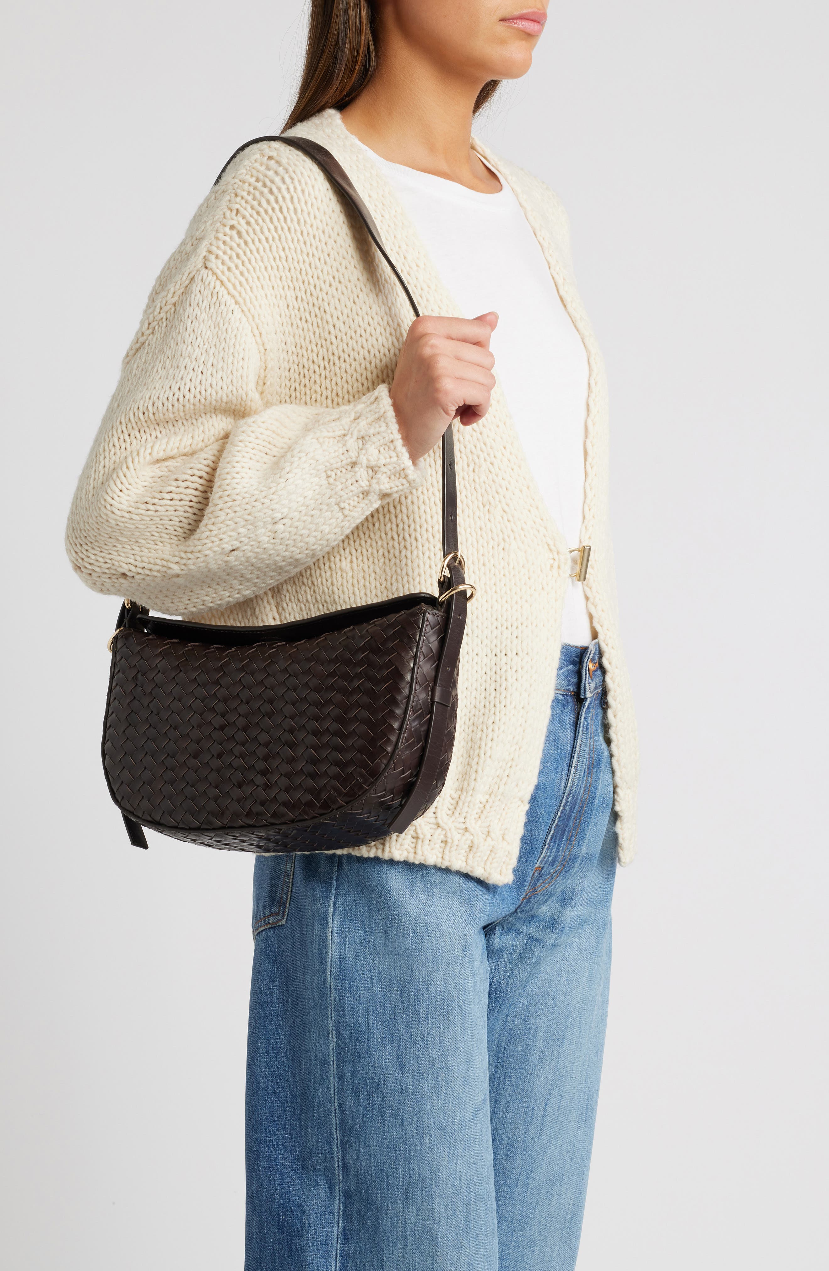 & Other Stories Braided Leather Shoulder Bag, Alternate, color, 