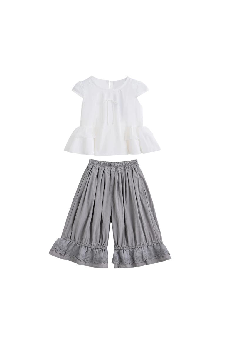 Ruffled Short Set, Main, color, Grey