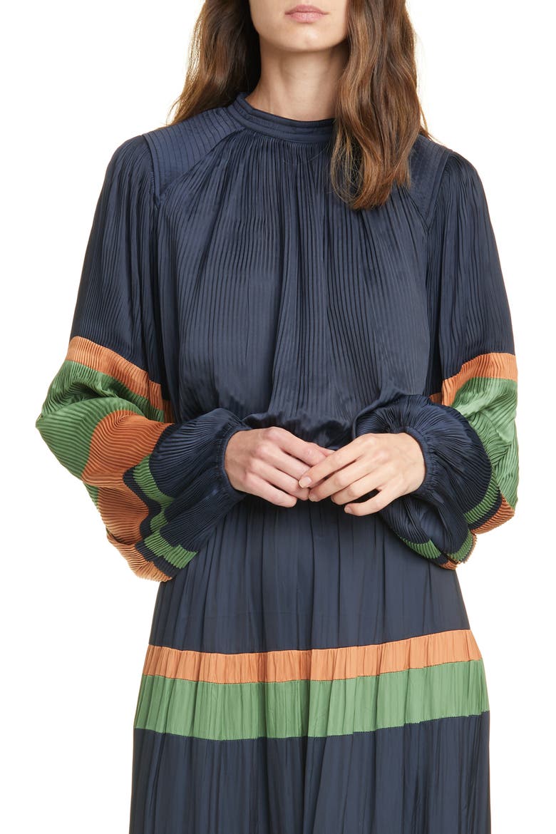 Rosa Stripe Sleeve Blouse, Main, color, MIDNIGHT
