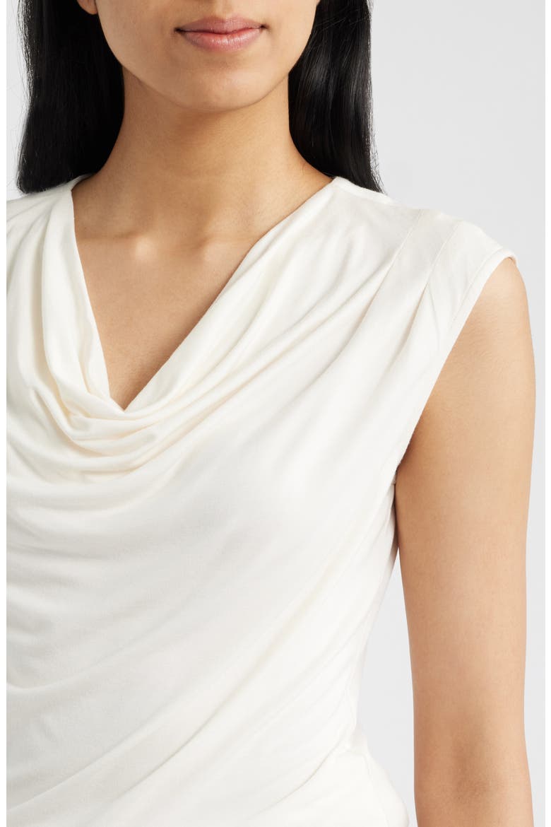 Pleated Cowl Neck Extended Shoulder Top, Alternate, color, WHITE DOVE