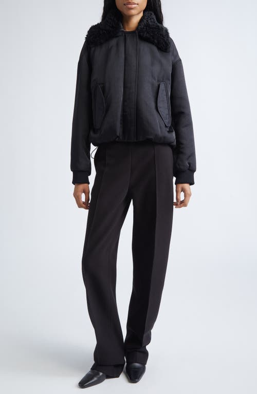 Proenza Schouler Vadra Recycled Nylon Bomber Jacket With Faux Shearling Collar In Black