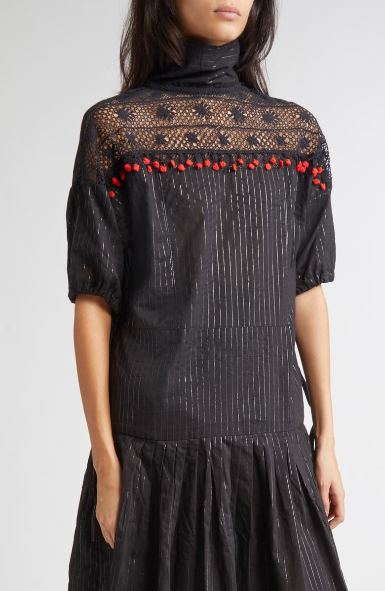 KÚR Lace Inset Drop Waist Shift Dress, Alternate, color, Black Multi