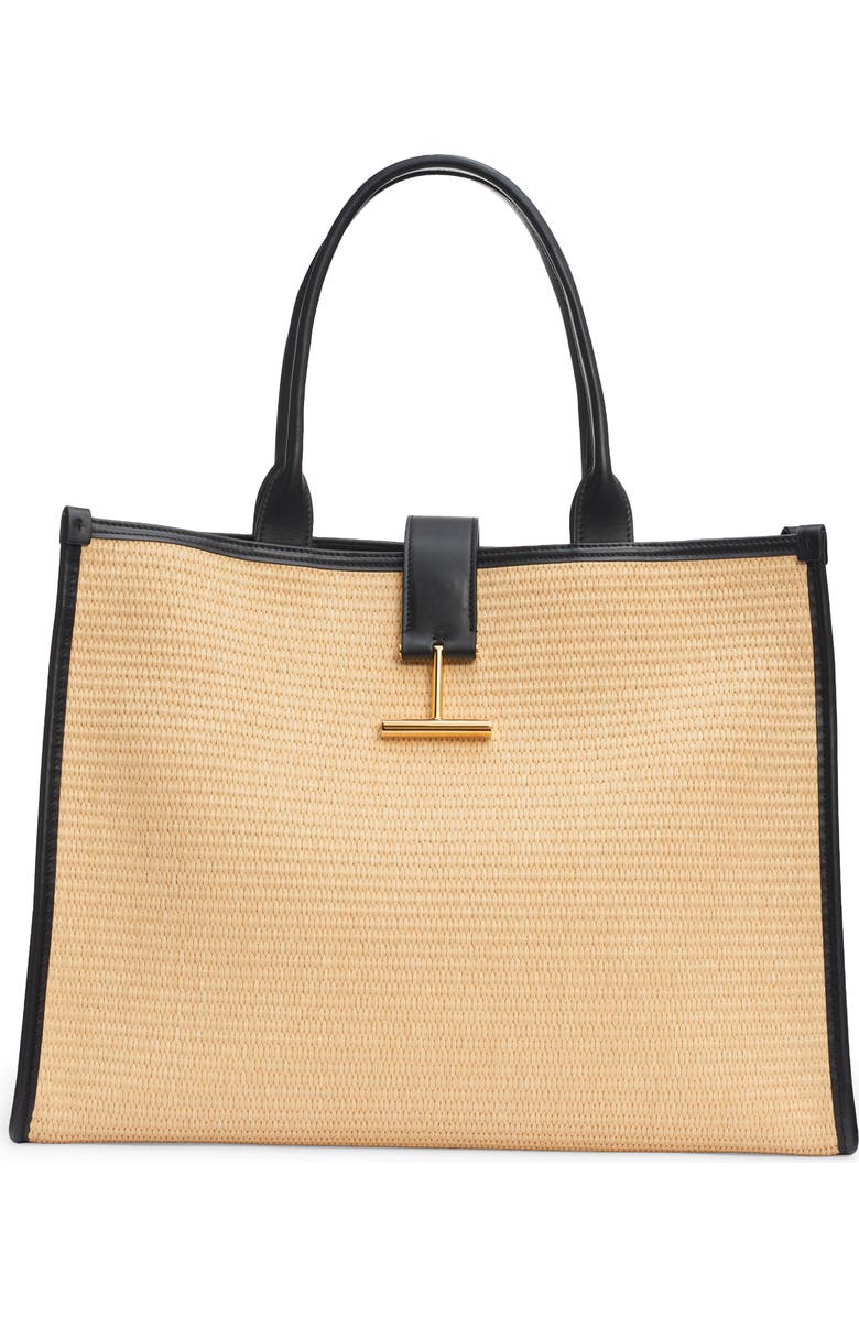 TOM FORD Medium Tara Top Handle Straw Tote, Main, color,