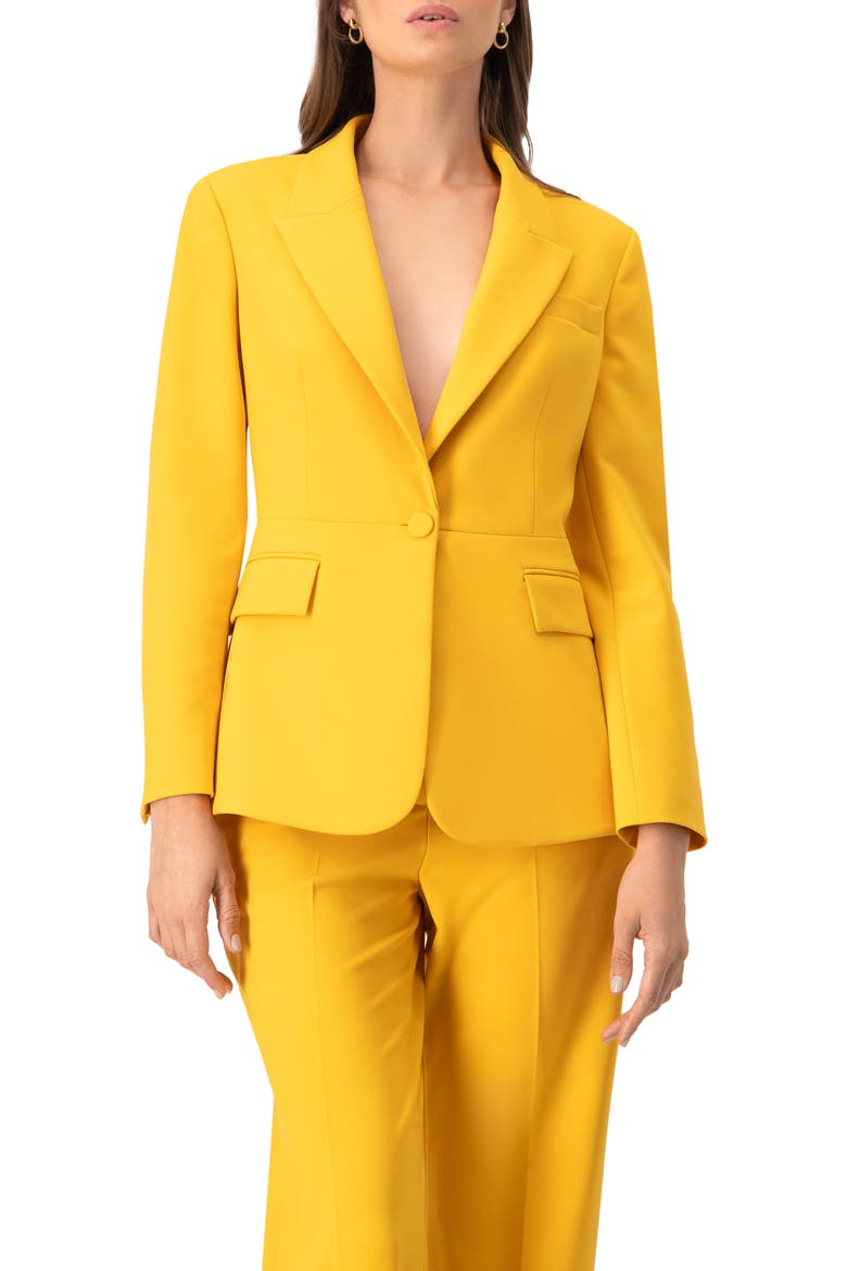 Tailored Blazer with Flap Pockets, Main, color, Yellow
