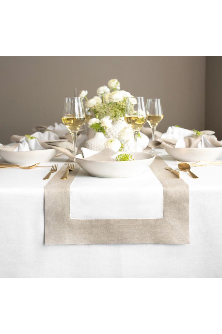 Linen Table Runner - Contempo, Main, color, Natural and White
