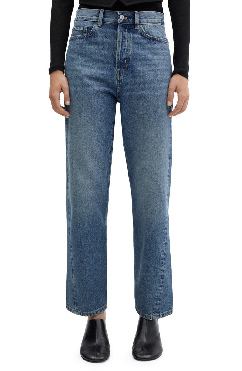 MANGO Forward Seam High Waist Straight Leg Jeans, Main, color, 