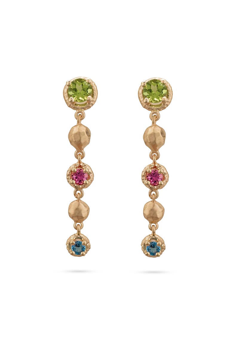 Flore Energy Cascade Earrings Green - Pink - Blue, Main, color, Gold Multi
