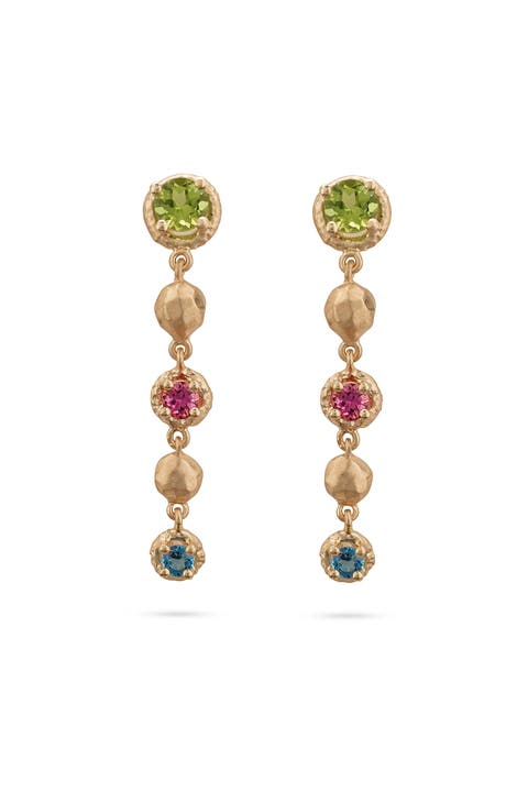Flore Energy Cascade Earrings Green - Pink - Blue