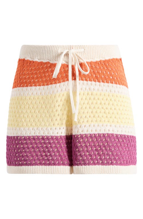 Vero Moda True Stripe Open Stitch Sweater Drawstring Shorts In Multi