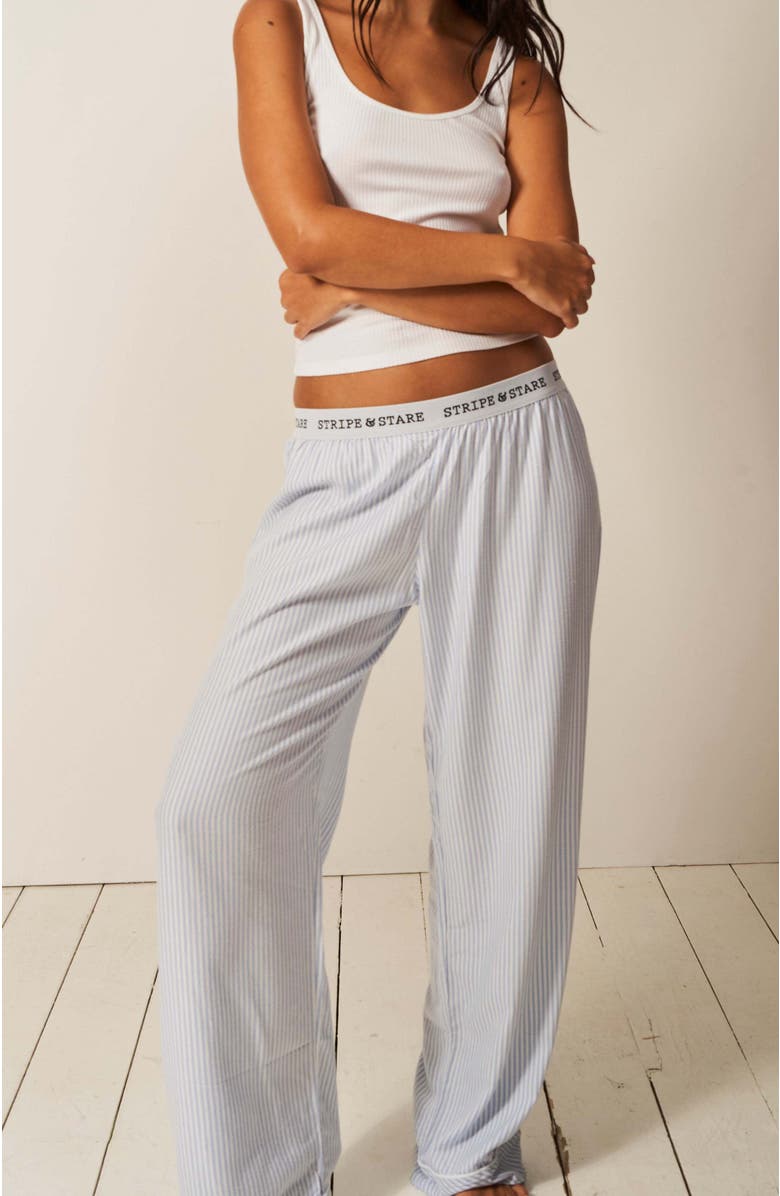 Stripe & Stare Ecovero Pyjama Bottoms, Alternate, color, Blue Stripe
