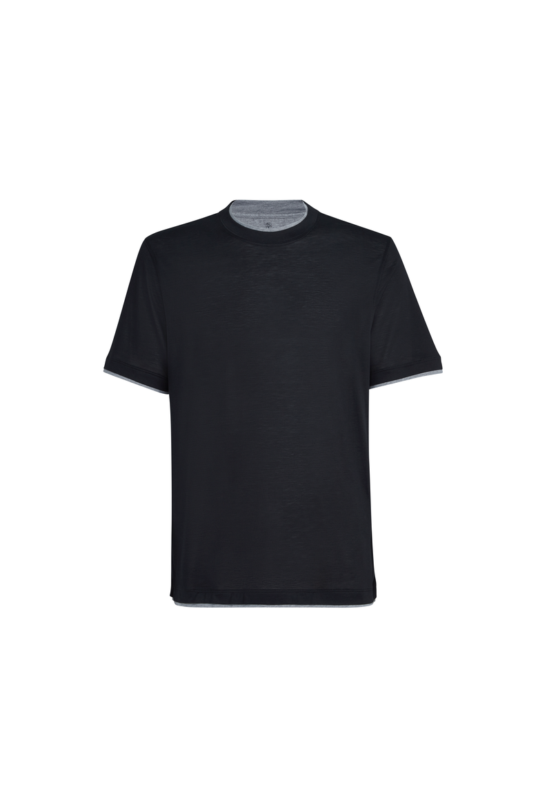 T-shirt with faux-layering, Alternate, color, Black