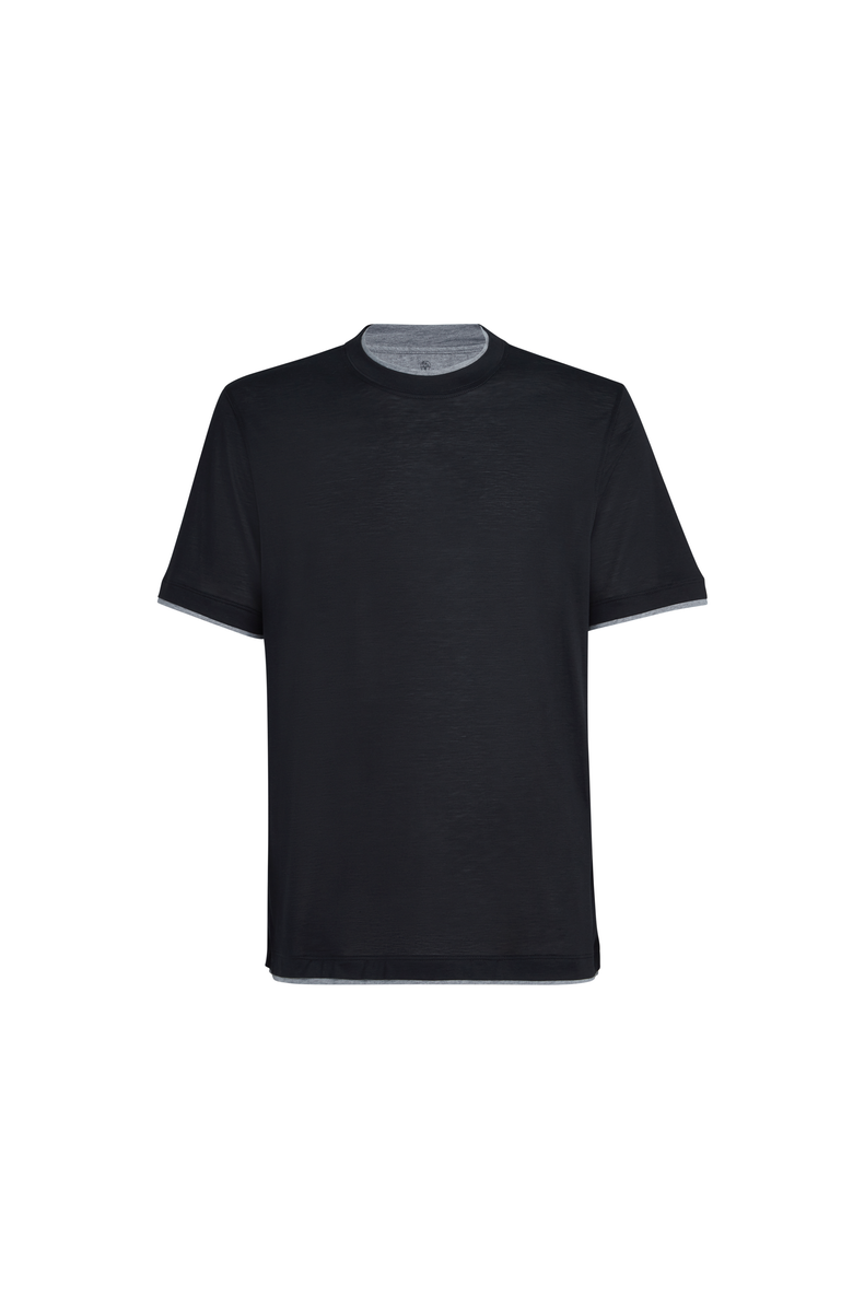 Brunello Cucinelli T-shirt with faux-layering, Main, color, Black