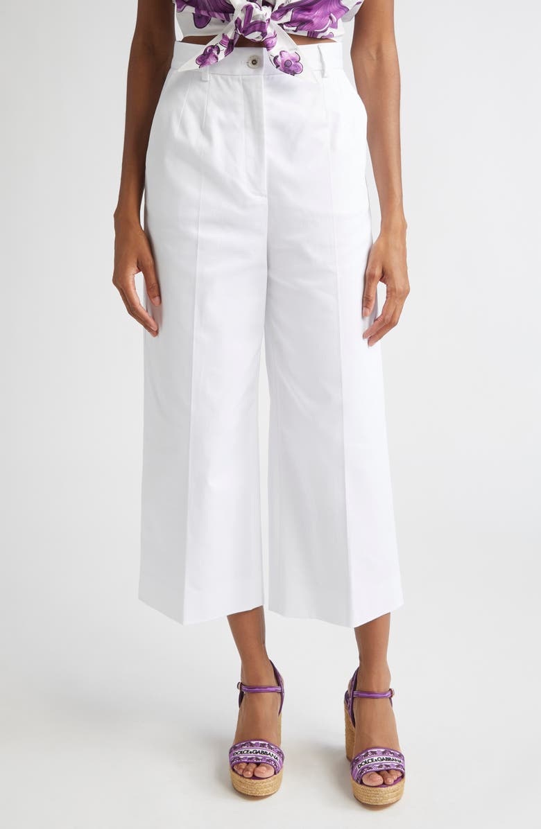 Dolce&Gabbana Stretch Cotton Pants, Main, color, W0800 Bianco Ottico