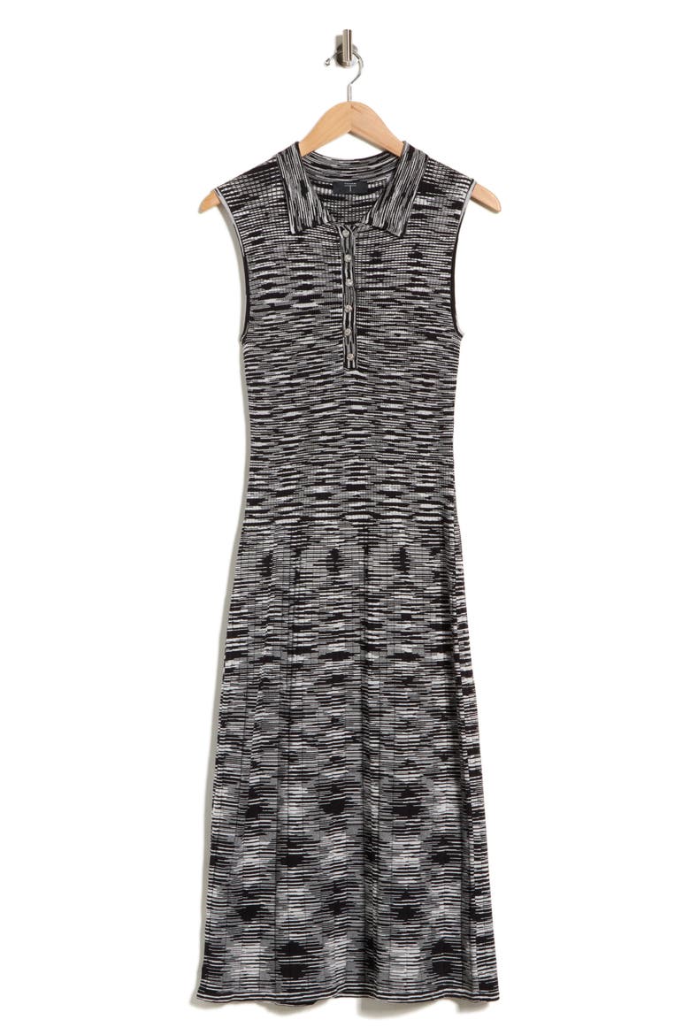 Sleeveless Ribbed Midi Dress, Main, color, BLACK SPACEDYE
