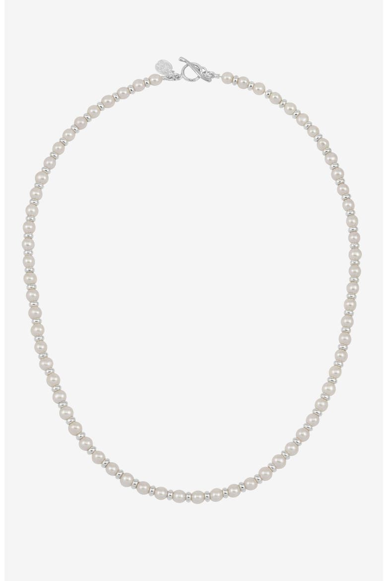 Men's White Pearl Halo Necklace, Main, color, Sterling Silver