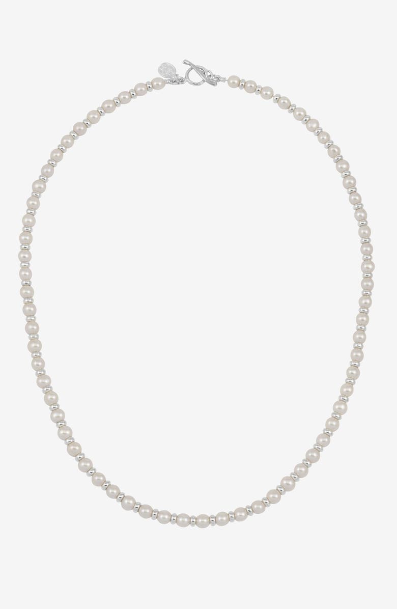 Dower 
Hall Men
s White Pearl Halo Necklace, Main, color, Sterling Silver
