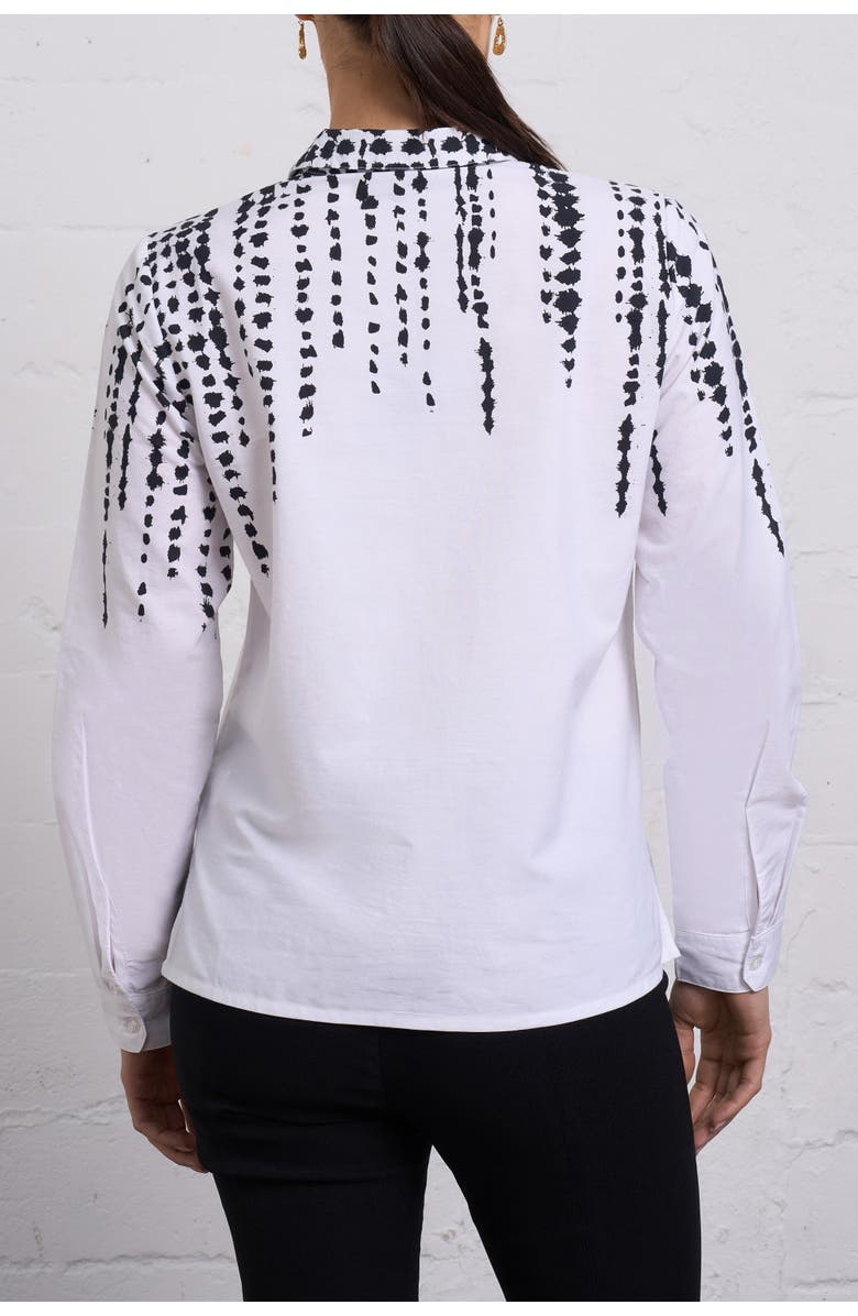 Franne Golde Cascading Dot Print Cotton Shirt, Alternate, color, White