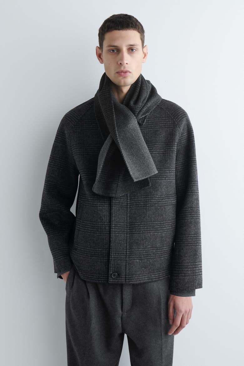 Double-faced Wool Scarf, Alternate, color, GRAY