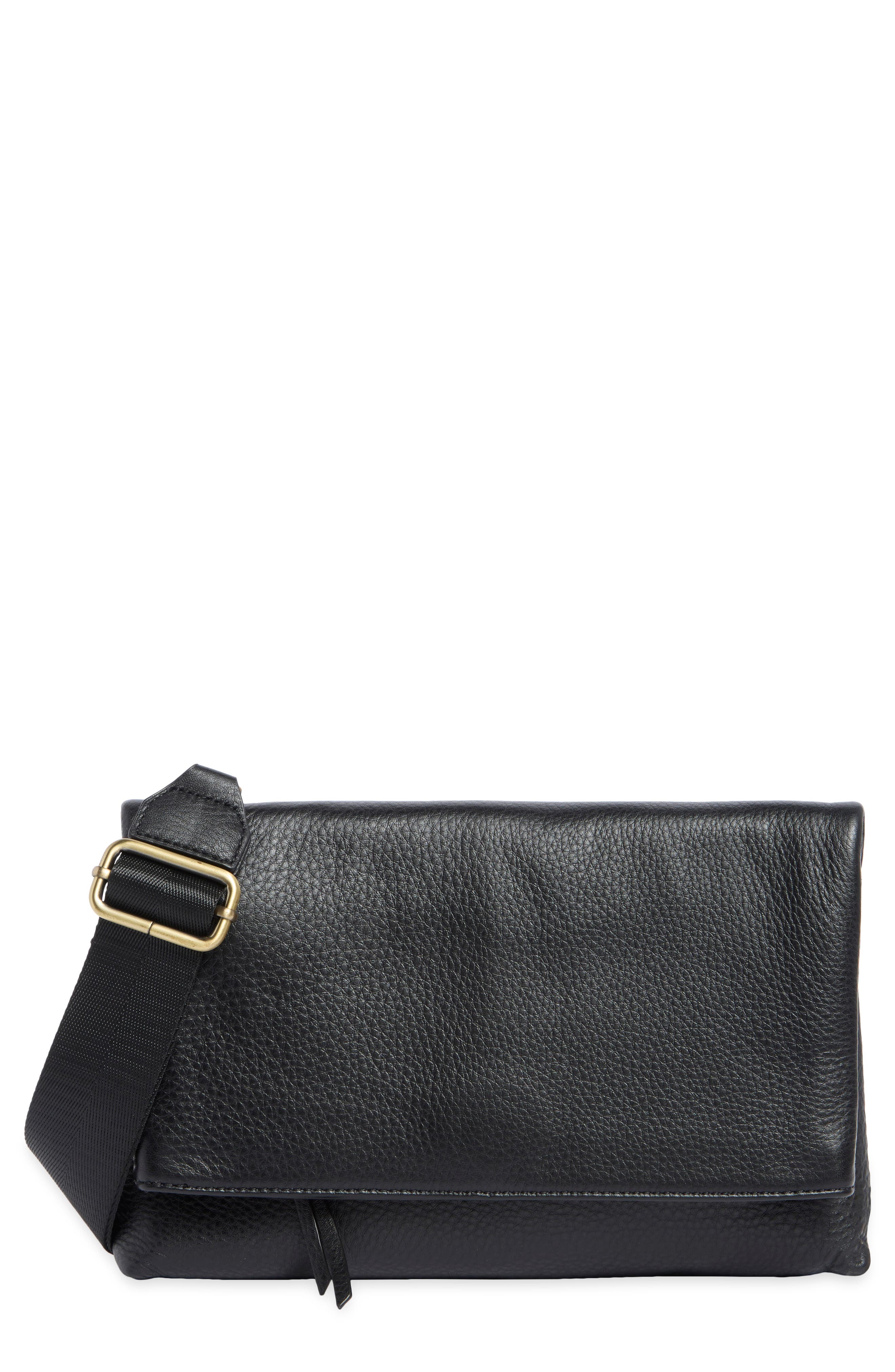 Grant Leather Crossbody Bag, Main, color, BLACK
