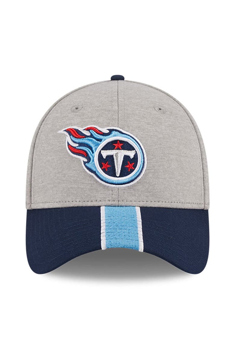 Men's New Era Heather Gray/Navy Tennessee Titans Striped 39THIRTY Flex Hat, Alternate, color, Heather Gray