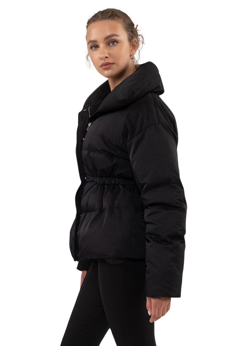 Waist Puffer Jacket, Alternate, color, BLACK