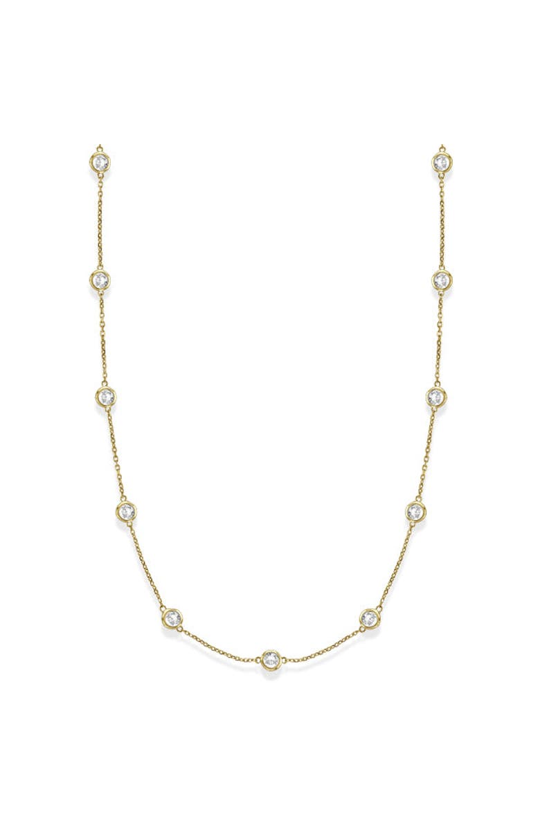 ALLUREZ Natural Diamond Station Necklace Bezel-Set 14k, Alternate, color, Yellow Gold