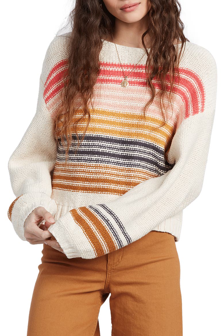 Seeing Stripes Boat Neck Cotton Sweater, Main, color, GDD-GOLD DUST
