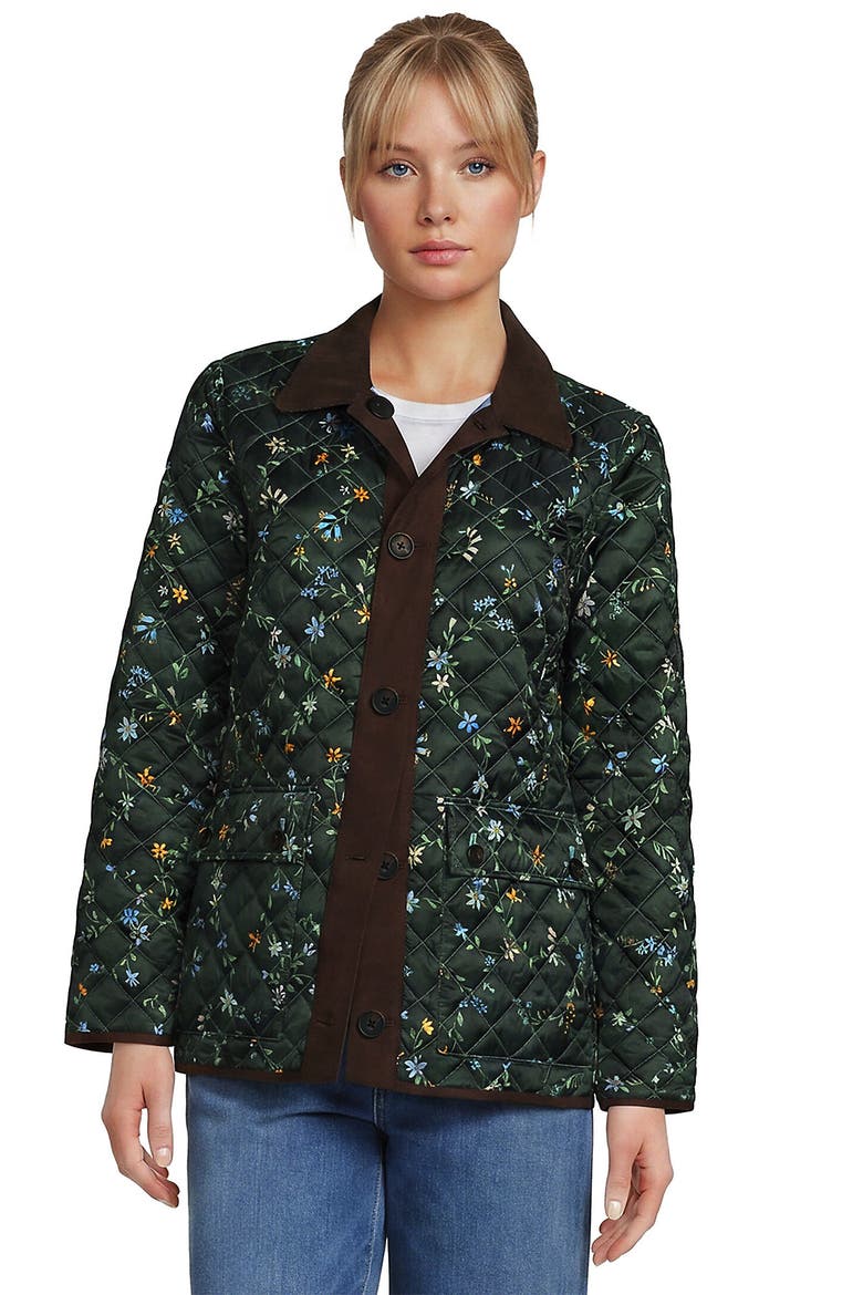 Print Reversible Barn Quilted Insulated Jacket, Alternate, color, Pale Slate Blue/Floral