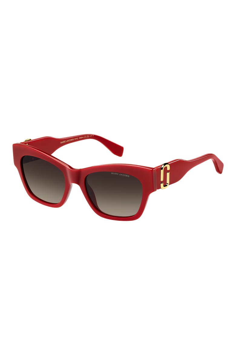 54mm Gradient Rectangular Sunglasses, Alternate, color, RED/ BROWN