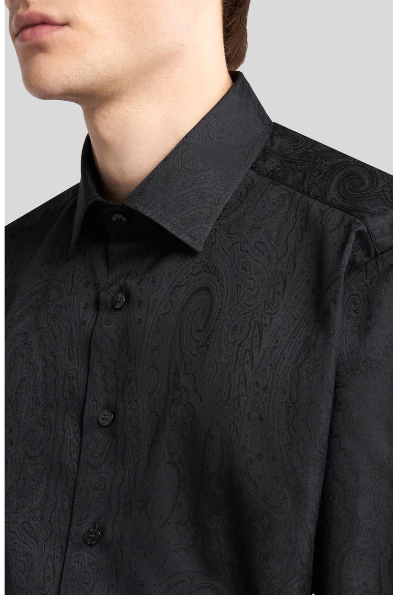 Roma Paisley Cotton Jacquard Dress Shirt, Alternate, color, BLACK