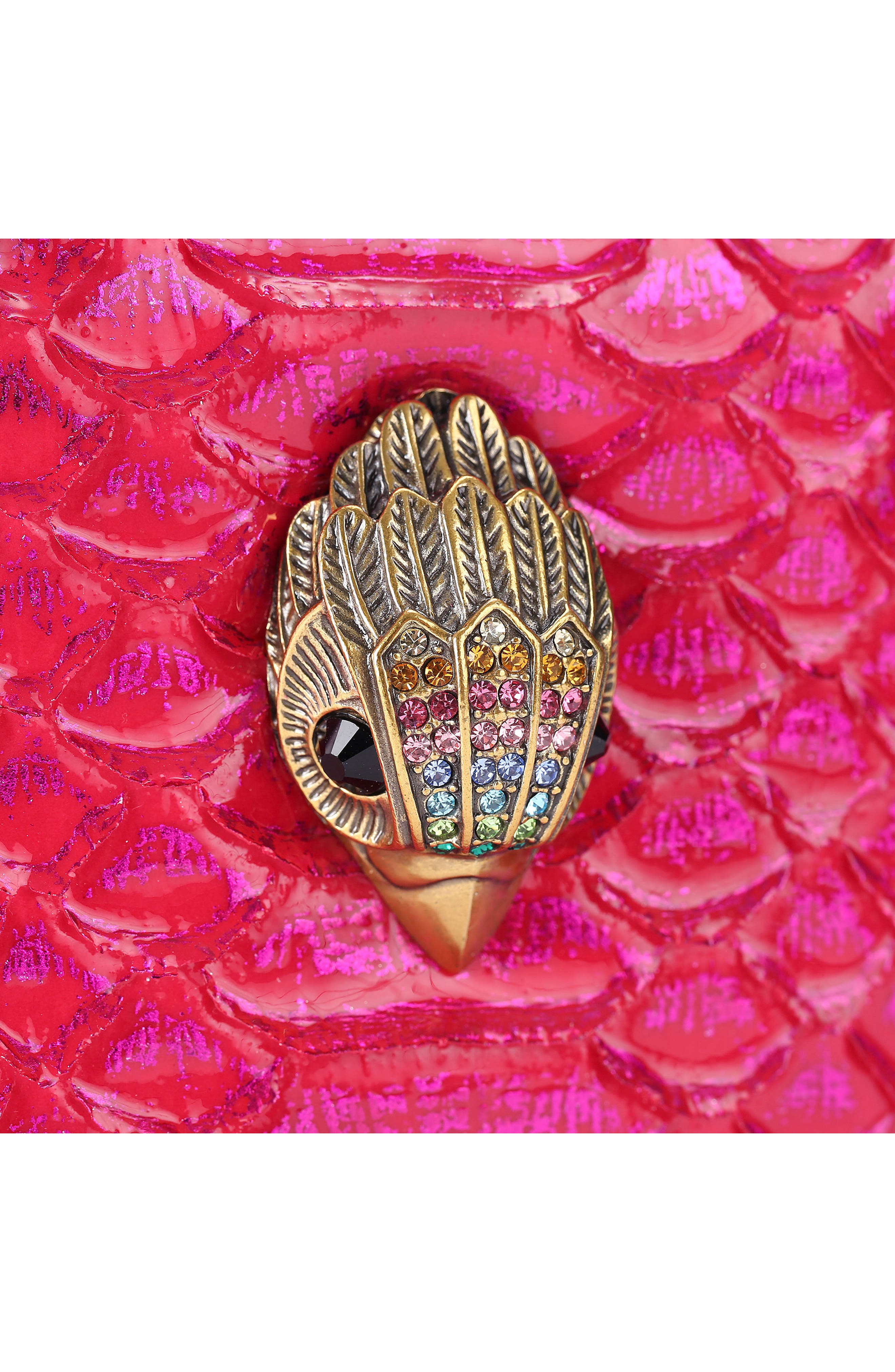 Kurt Geiger London Mini Square Kensington Croc-Embossed Leather Top Handle Bag, Alternate, color, Bright Pink