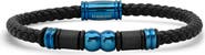 STEELTIME Men's Stainless Steel & Black Braided Leather Bracelet