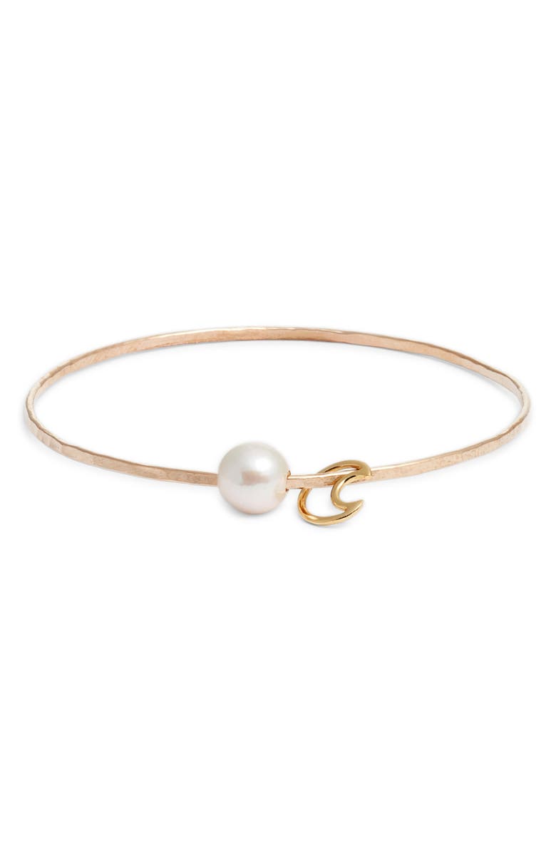 Kiara by Ki-Ele Moon & Freshwater Pearl Bangle Bracelet, Main, color, Gold