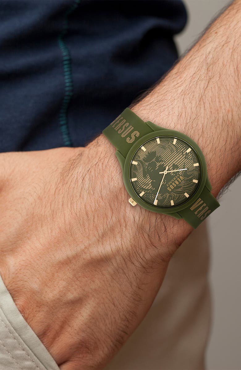 VERSUS Versace Domus Silicone Strap Watch, 44mm, Alternate, color, 