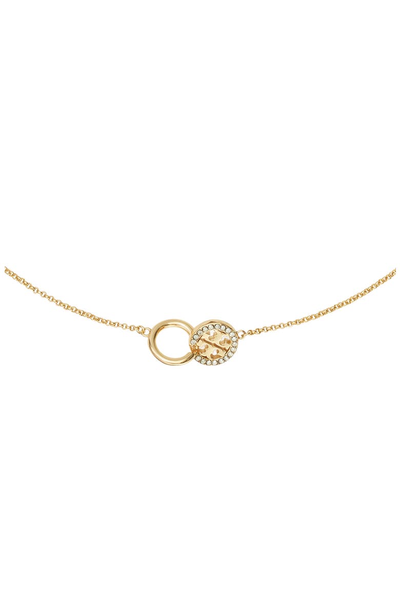 Icon Pavé Interlocking Pendant Necklace, Alternate, color, TORY GOLD / CRYSTAL