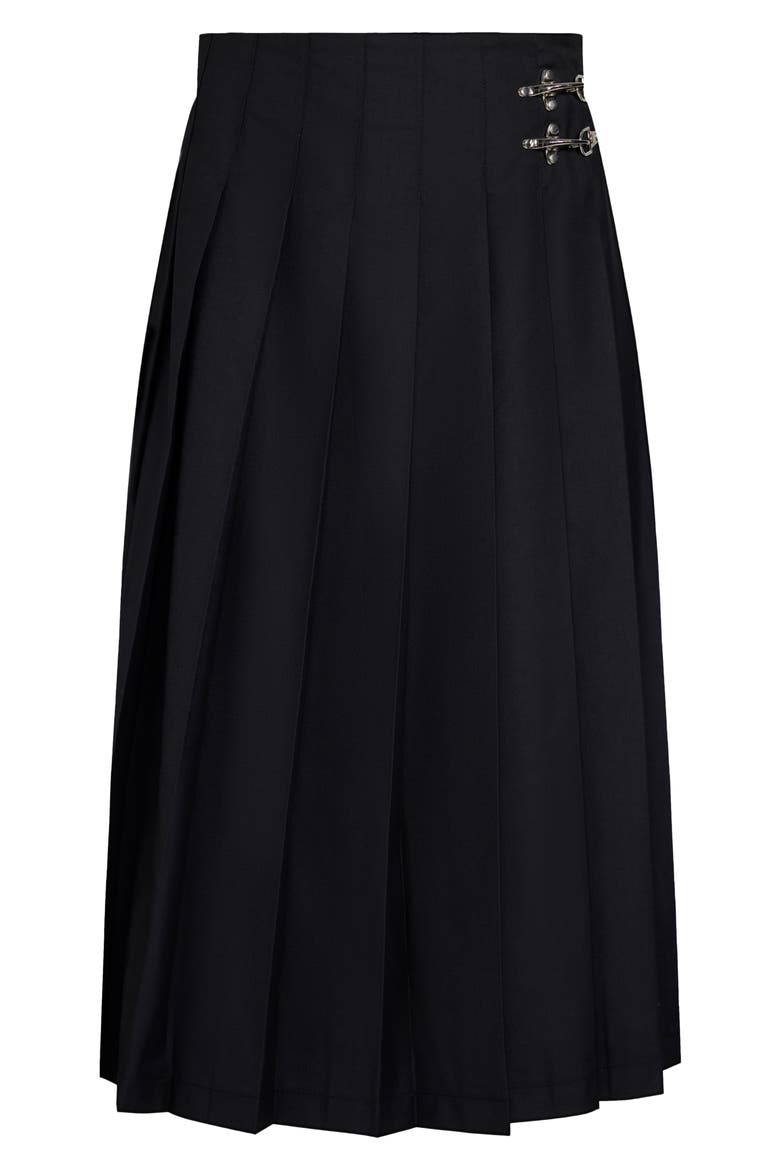Fame Pleated Midi Skirt, Alternate, color, ONYX