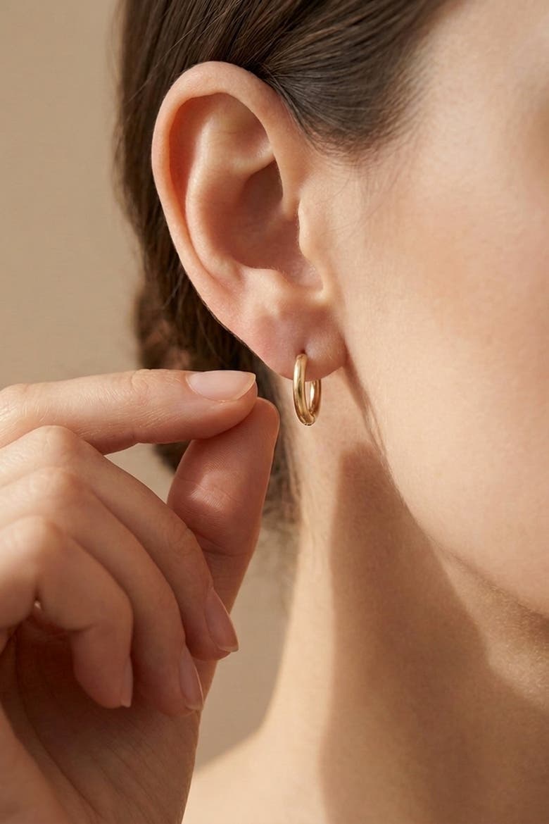 14K Gold Hoop Elegant Single Earring, Alternate, color, 14 K Yellow Gold