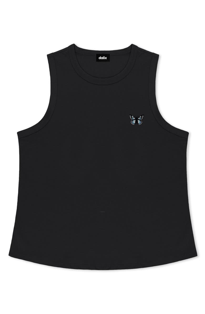 Dalix Butterfly Cotton Jersey Tank, Main, color, Black
