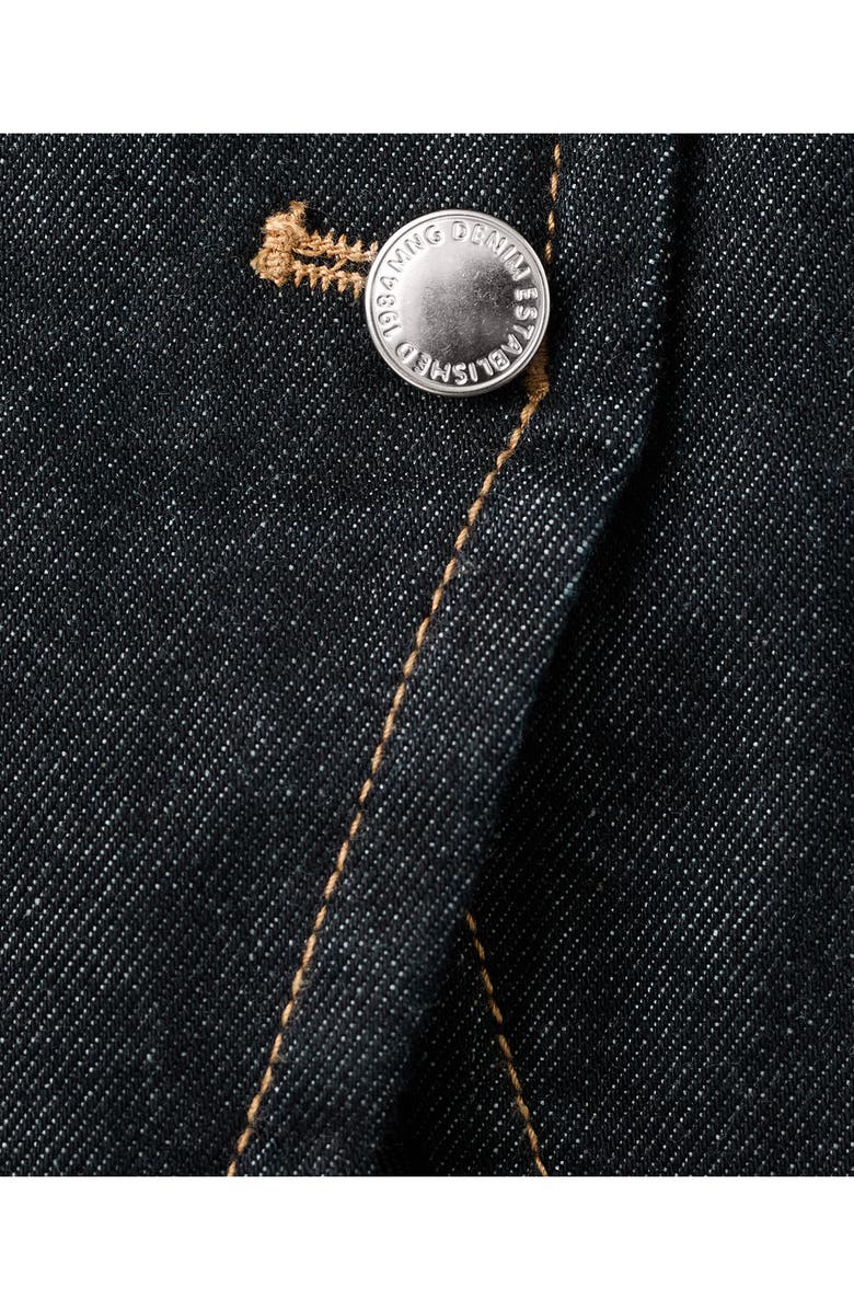 MANGO Clemence Denim Bustier Top, Alternate, color, Open Blue