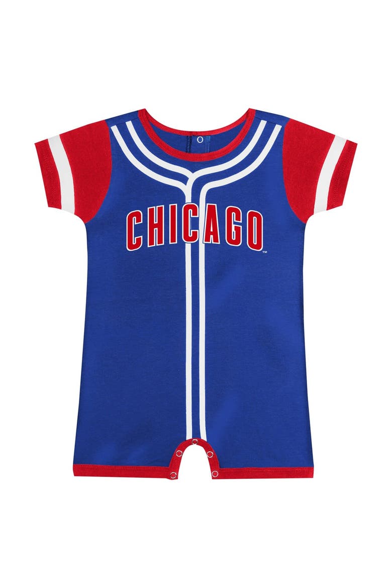 Infant Royal Chicago Cubs Fast Pitch Romper, Alternate, color, Royal