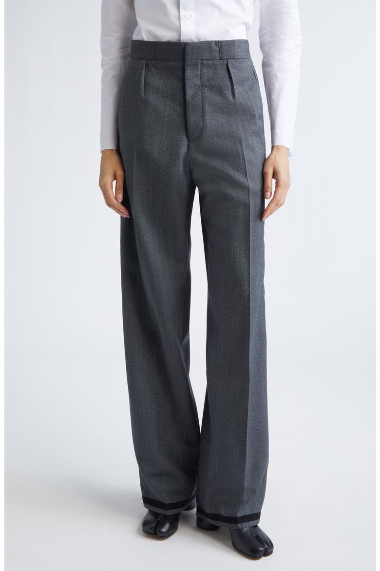Memory of the Hem Herringbone Straight Leg Pants, Main, color, ANTHRACITE