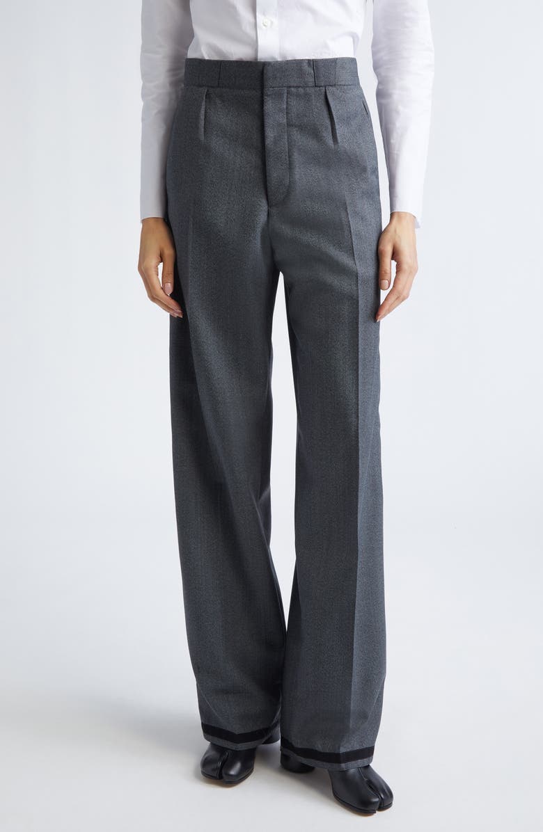 Maison Margiela Memory of the Hem Herringbone Straight Leg Pants, Main, color, Anthracite