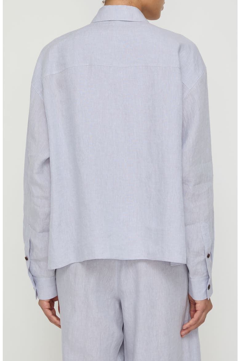 Organic Linen Crop Boyfriend Shirt, Alternate, color, ARCTIC AMETHYST MELANGE