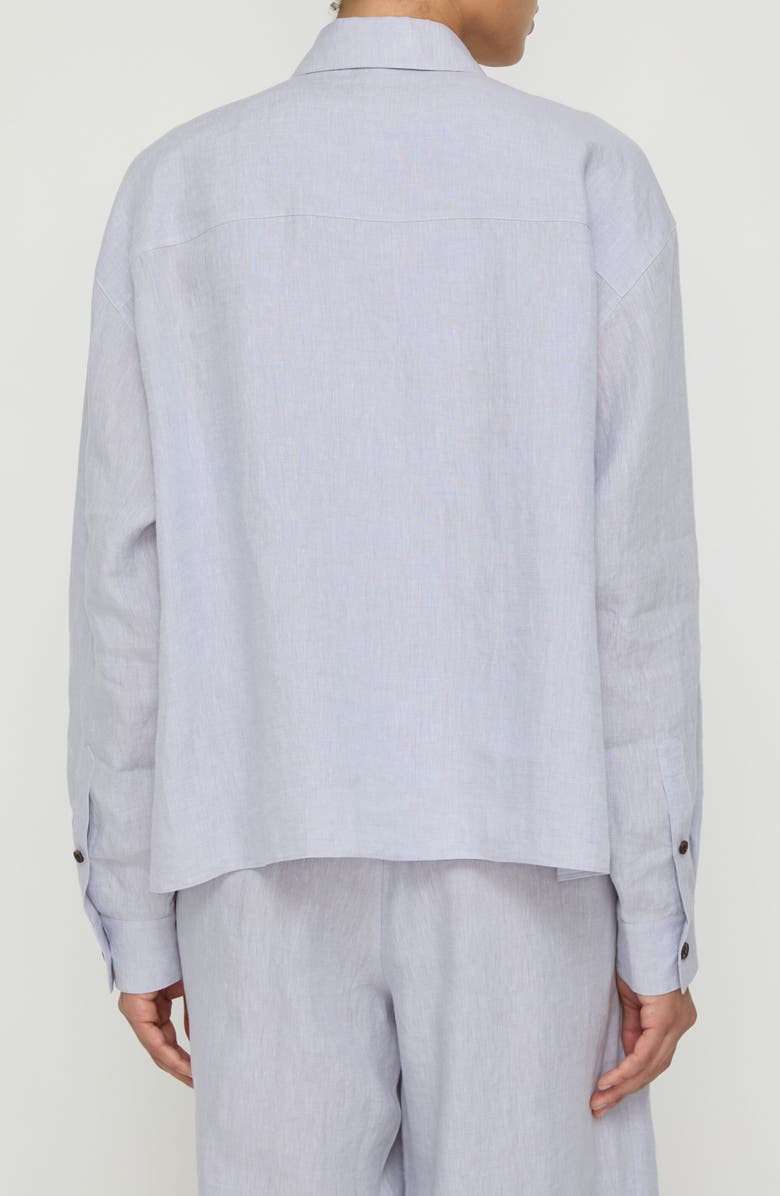 Lafayette 148 New York Organic Linen Crop Boyfriend Shirt, Alternate, color, Arctic Amethyst Melange